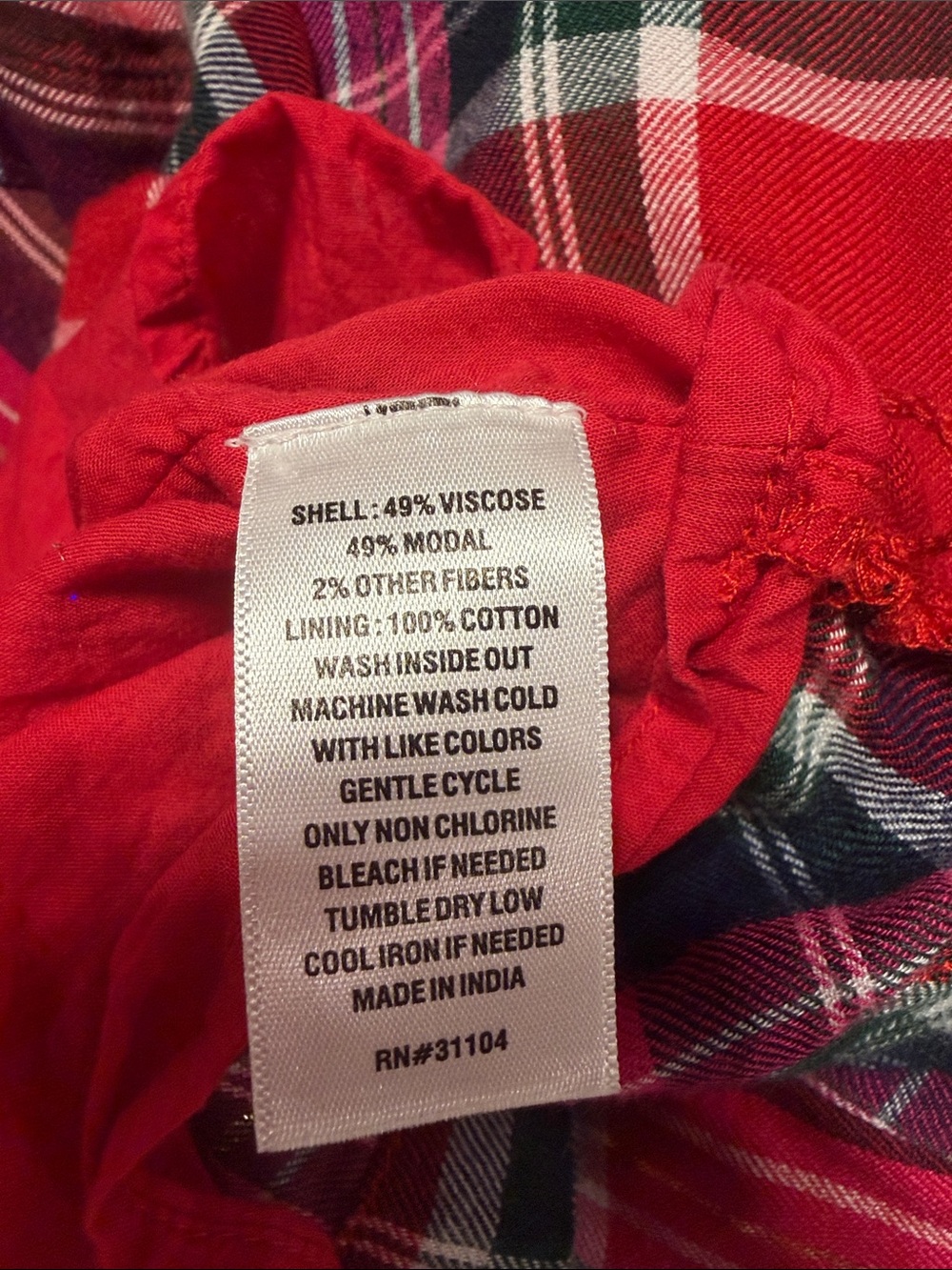 crown & ivy Super Soft Red Pink and Green Plaid Ruffle-Trim A Line Dress - Picture 8 of 9
